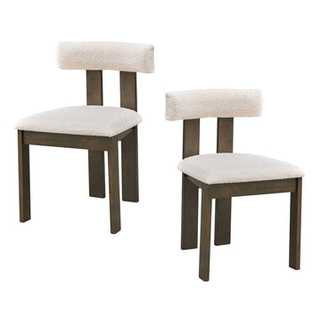 Wooden Dining Chairs Set Of 2, Modern Boucle Upholstered Kitchen Side Chairs,Mid Century Modern Kitchen Chairs With Open Back Farmhouse Wooden Side Chairs For Dining Room,Living Room,Restaurant