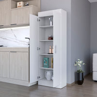 Dawson Pantry Cabinet With Sleek 5 Shelf Storage White White Kitchen Contemporary Pine Particle Board Engineered Wood