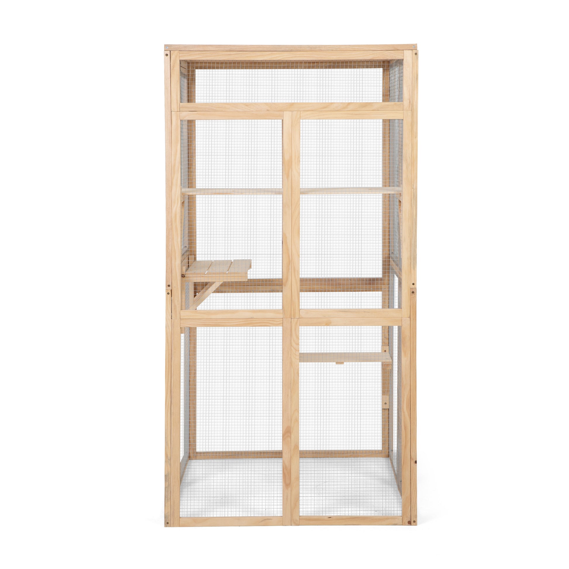 Wooden Cat Catio, Outdoor Cat Enclosure, Cat House With Platforms, Sunshine Board, Hammock, Door, Kitten Cage Condo, Burlywood Burly Wood Wood Metal