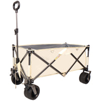 Folding Wagon, Heavy Duty Utility Beach Wagon Cart For Sand With Big Wheels, Adjustable Handle&Drink Holders For Shopping, Camping,Garden And Outdoor Antique White Gray Garden & Outdoor American Design Fabric Steel