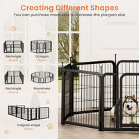 Dog Playpen Outdoor, 12 Panel Dog Fence 24" Pet Pen For Small Dogs Pet Exercise Pen For Puppy Rabbit Small Animals Portable Playpen For Rv Camping Garden Yard, Indoor. Black, 22.2'' W X 23.6'' H. Black Iron