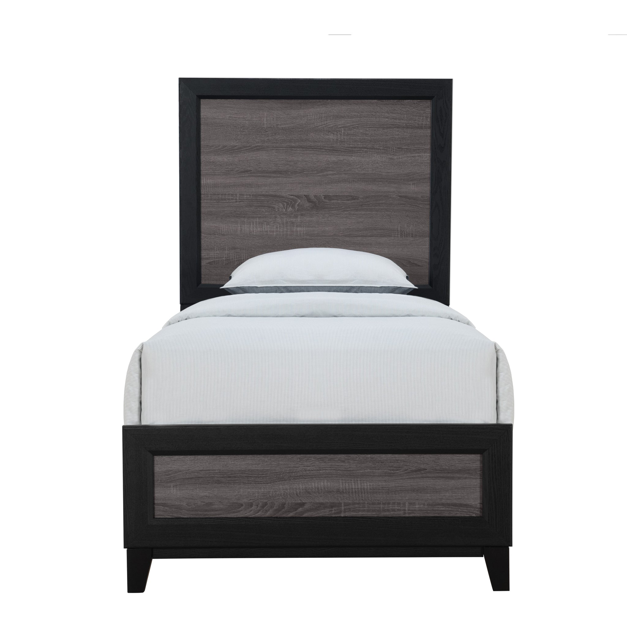 Soluto Grey And Black Twin Bed Black Gray Solid Wood Mdf