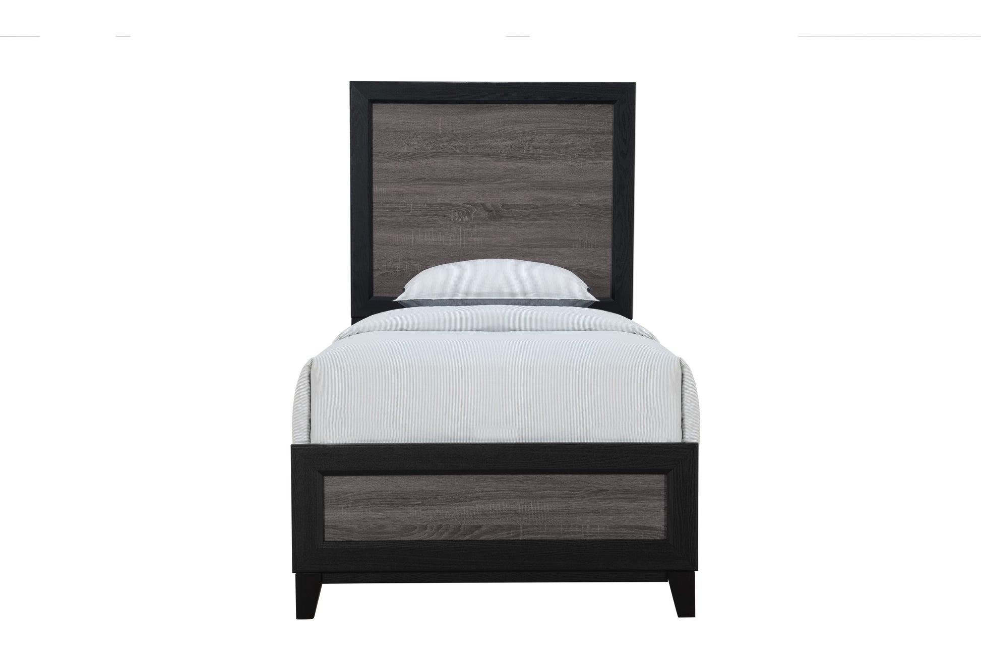 Soluto Grey And Black Twin Bed Black Gray Solid Wood Mdf