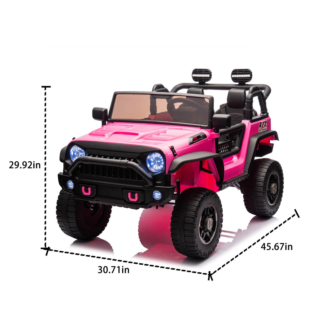 24V Two Seater Kids Ride On Truck Car W Parents Control,200W*2,Seat Width 20.28In,Four Wheel Suspension,Led Lights,Music,Mp3,Bluetooth,Two Independent Seat Belts,Suitable For Off Road For Kids Aged