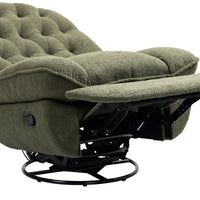 360 Swivel Recliner Adjustable Chair Chenille Glider Swivel Reclining Sofa Chair With Black Metal Round Base Green Army Green Foam Upholstered