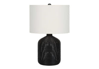 Lighting, 23"H, Table Lamp, Black Rattan, Ivory Cream Shade, Modern Black Rattan