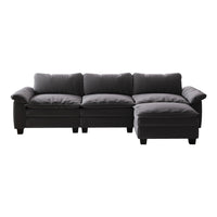 Living Room Furniture Luxury Sectional Sofa Couch With Ottoman Soft Velvet Upholstered Sofa Grey Grey Foam Velvet 3 Seat