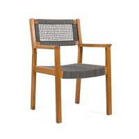 Braided Dining Chair Dark Grey Dark Grey,Teak Acacia Wood,Rope