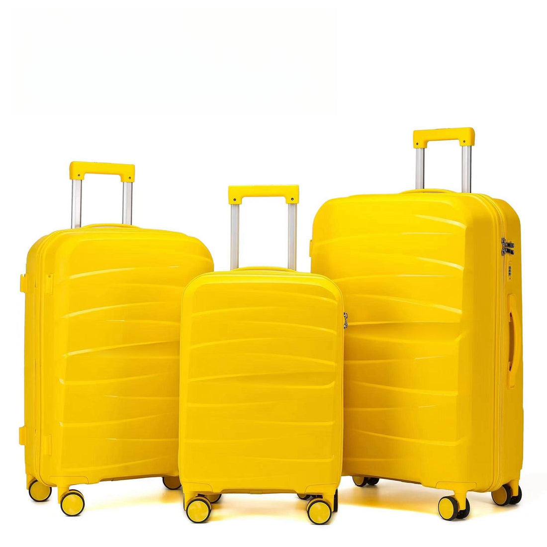 Hard Shell Luggage, 3 Piece Set, With Tsa Lock, 20 Inches 24 Inches 28 Inches Antique Yellow Polypropylene