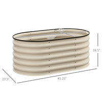 Outsunny 3.5' X 2' X 1.4' Galvanized Raised Garden Bed Kit, Outdoor Metal Elevated Planter Box With Safety Edging, Easy Diy Stock Tank For Growing Flowers, Herbs & Vegetables, Cream Cream White Steel