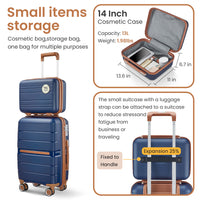 Luggage Sets 4 Piece 14 20 24 28 Pp Lightweight & Durable Expandable Suitcase Blue Polypropylene