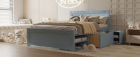 Full Size Platform Bed With Drawer And Two Shelves, Gray Expected Arrival Time: 10.28 Full Gray Mdf Lvl