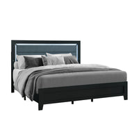 Carlos Black Queen Bed With Led Black Solid Wood Mdf