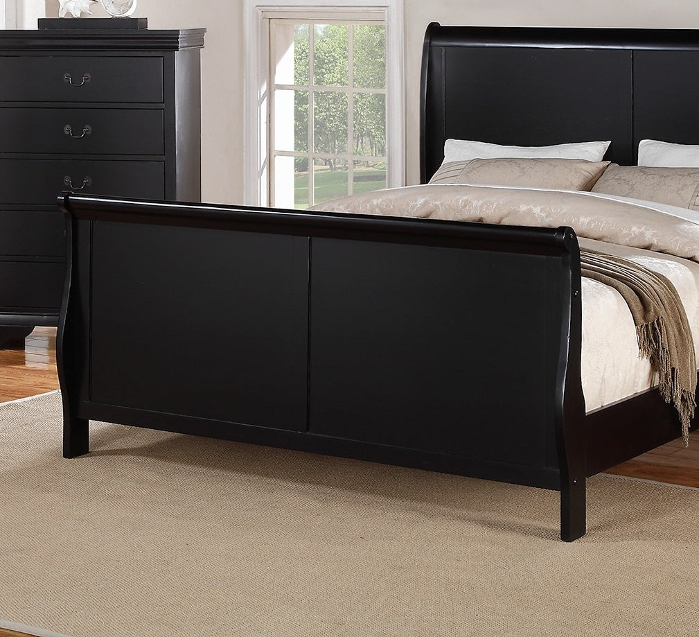 Modern 1Pc Eastern King Size Bed Bedroom Furniture Sleigh Design Headboard Footboard Plywood 1Pc Bedframe Box Spring Required King Black Wood Bedroom Contemporary,Modern,Transitional,Ultra Modern