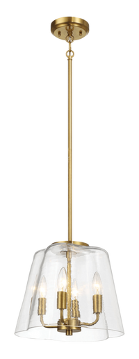 Soiree Four Candle Lights Pendant With Clear Glass Satin Brass Clear,Gold Ceiling Lights Brass,Glass,Metal