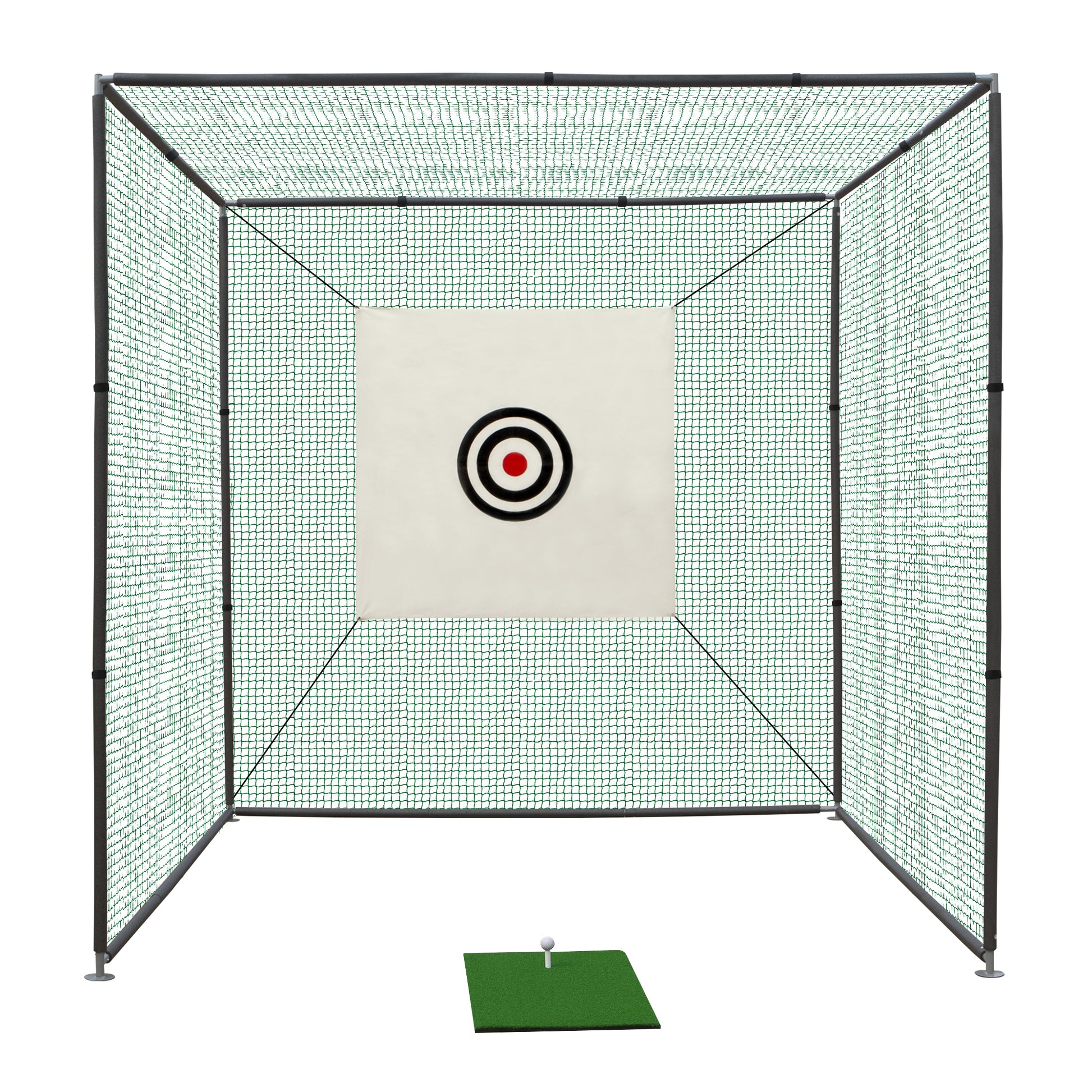 10X10X10Ft Golf Practice Net Cage W Metal Frame Hitting Net Kit Indoor Outdoor Balls Sports Black Metal