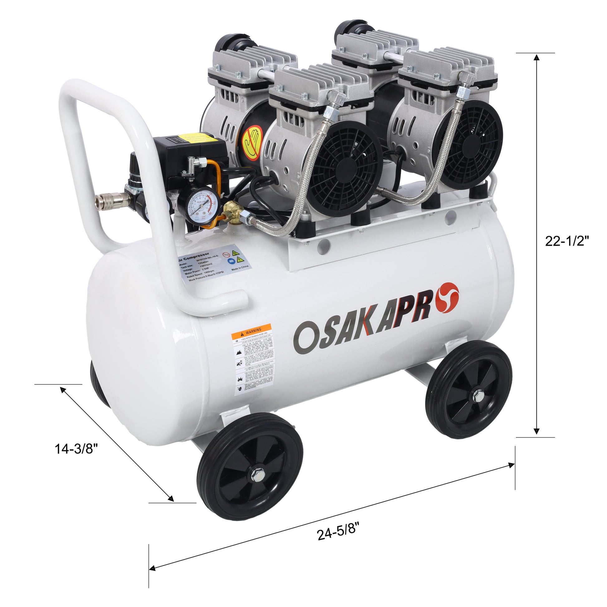 2.5 Hp Ultra Quiet Air Compressor 13 Gallon, Oil Free, Electric Shop Air Compressor Portable,Lightweight With Wheels, 70 Dba Noise Level, With Automatic Drain Valve,Light Gray Light Gray Metal