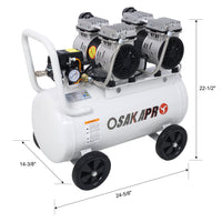 2.5 Hp Ultra Quiet Air Compressor 13 Gallon, Oil Free, Electric Shop Air Compressor Portable,Lightweight With Wheels, 70 Dba Noise Level, With Automatic Drain Valve,Light Gray Light Gray Metal