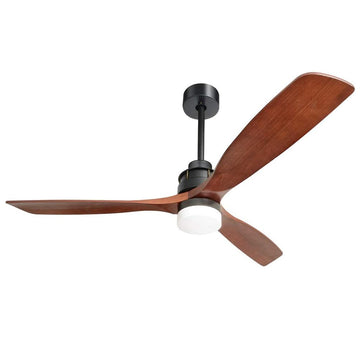 60 Inch 3 Solid Wood Blade Dc Motor Ceiling Fan Decorate For The Living Room With Light Black Metal & Wood