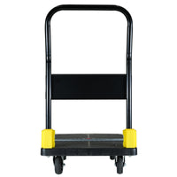 Foldable Platform Push Hand Truck Cart, 440 Lbs. Weight Capacity, 2 Swivel Brake Wheels Black Metal