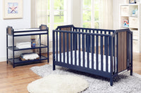 Brees Island 3 In 1 Convertible Crib Midnight Blue Brownstone Blue Brown Wood