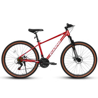 A27312 Ecarpat Mountain Bike 27 Inch Wheels, 21 Speed Mens Womens Trail Commuter City Mountain Bike, Aluminium Frame Disc Brakes Thumb Shifter Front Fork Bicycles Red Steel