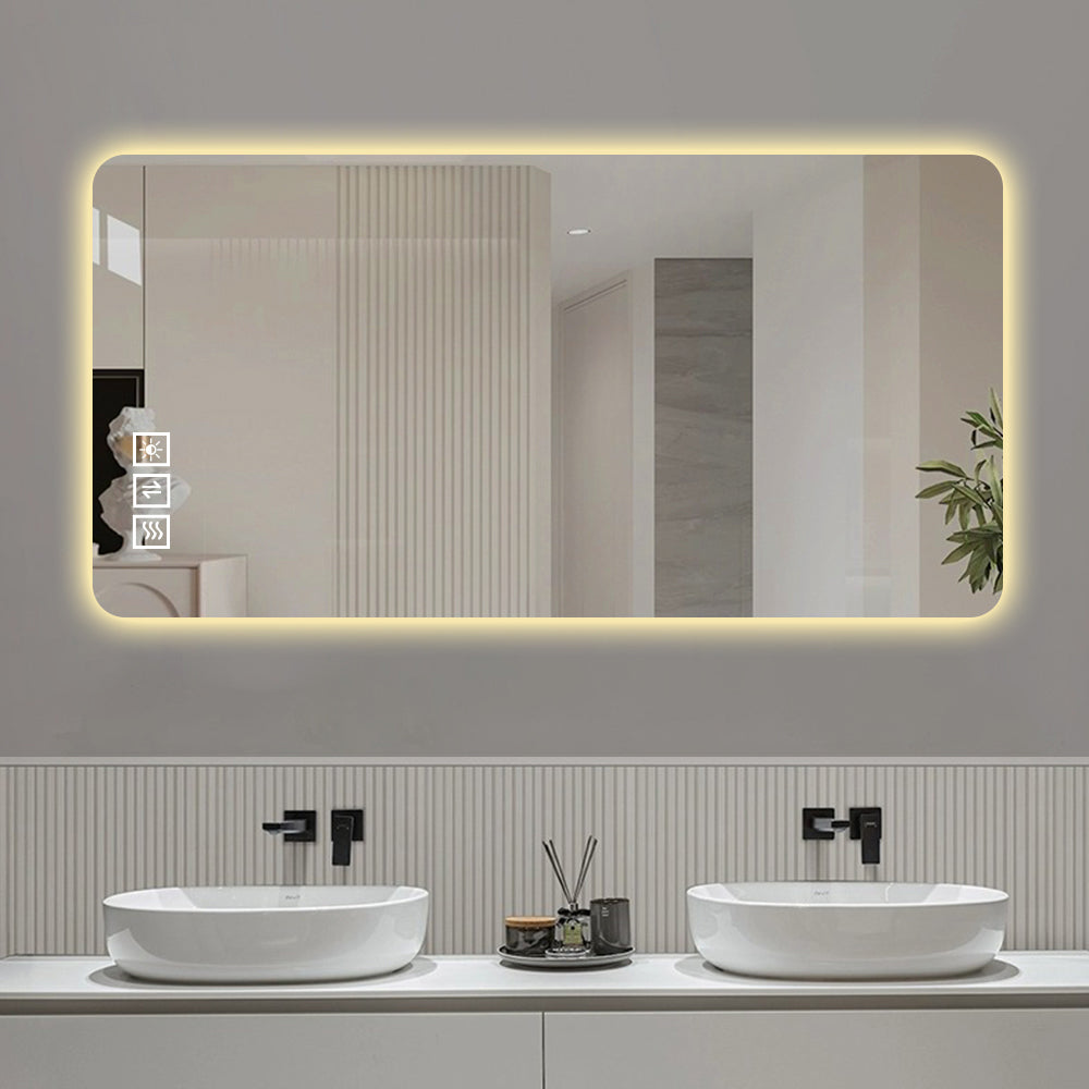 23.6X47.2Inch Light Bathroom Mirror Explosion Proof Glass Hd Imaging Horizontal Vertical Wall Mirror Silver Modern Glass