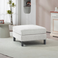 Homcom Module For Modular Sectional Sofa, Ottoman With Wood Legs And Pocket Spring For Living Room, Bedroom, Cream White Cream White Polyester