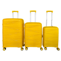 Hard Shell Luggage, 3 Piece Set, With Tsa Lock, 20 Inches 24 Inches 28 Inches Antique Yellow Polypropylene