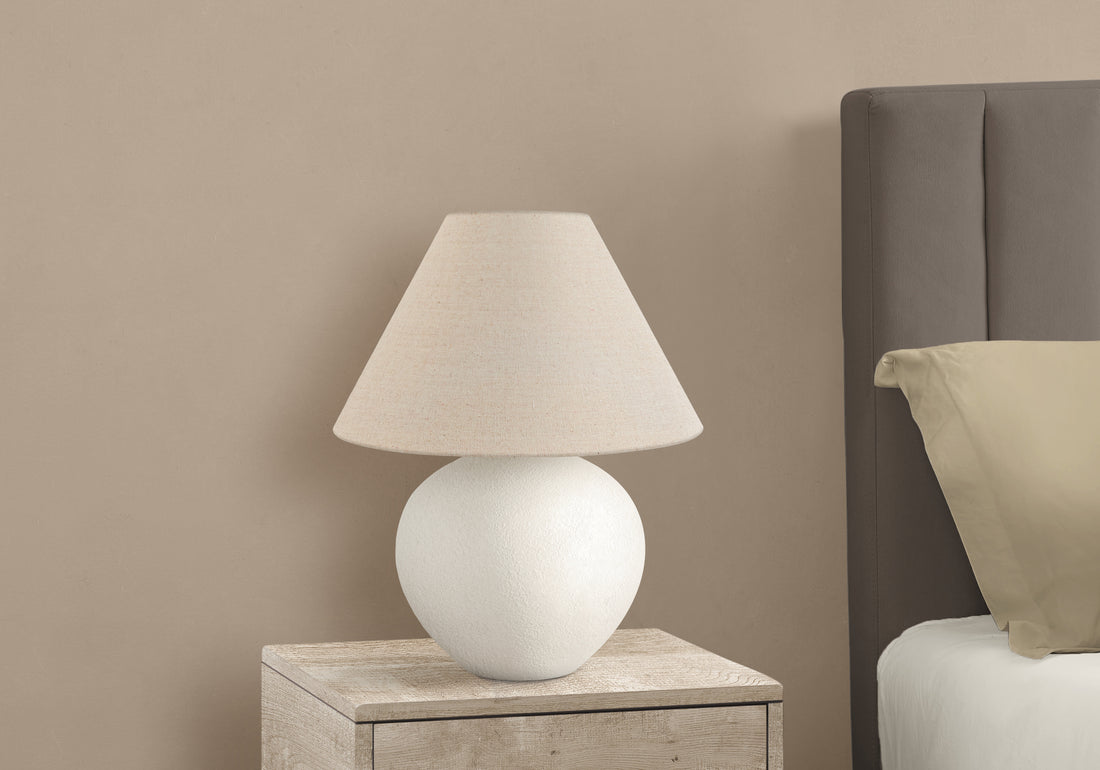 Lighting, 16"H, Table Lamp, Cream Shade, Cream Ceramic, Contemporary Cream Ceramic