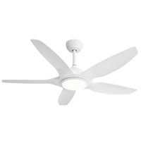48 Inch Ceiling Fan With Dimmable Led Light And Remote Control, 5 Abs Blades Dc Motor White White Abs