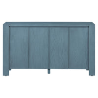 Retro 4 Door Sideboard With Distressed Finish And Adjustable Shelves For Dining Room, Kitchen, And Living Room Navy Navy Mdf,Rubber Wood