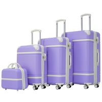 Hardshell Luggage Sets 4 Pieces 20" 24" 28" Luggages And Cosmetic Case Spinner Suitcase With Tsa Lock Lightweight Purple Abs