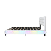 King Size Upholstered Platform Bed With Led Light Strips,White King White Upholstered