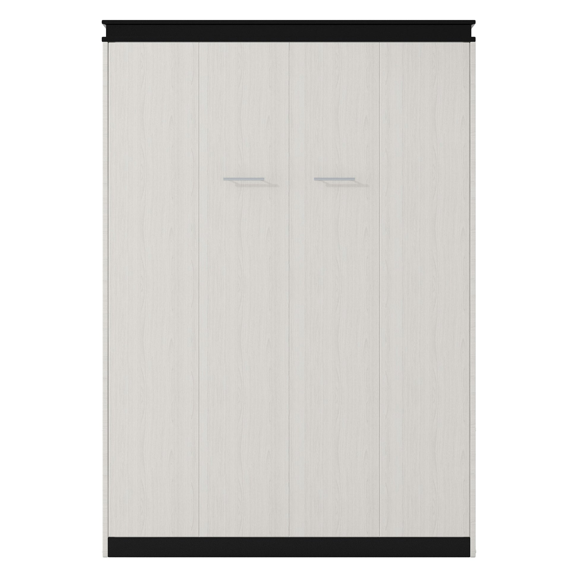 Full Size Murphy Bed With Desk And Storage Shelves And Cabinets, Black White Box Spring Not Required Full Black White Solid Wood Mdf