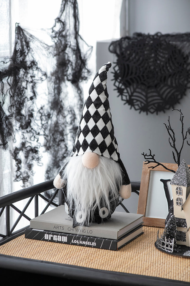 8.3X4.7X15.7" Fabric Gnome Decor, For Halloween Decor Black,White Polyester