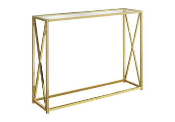 Accent Table, Console, Entryway, Narrow, Sofa, Living Room, Bedroom, Contemporary, Modern Gold Metal