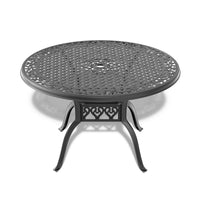 Cushions In Random Colors 7 Piece Set Of Cast Aluminum Patio Furniture With Cushions Yes Dining Set Black Seats 6 Rust Resistant Frame Water Resistant Cushion Garden & Outdoor Complete Patio Sets Aluminium