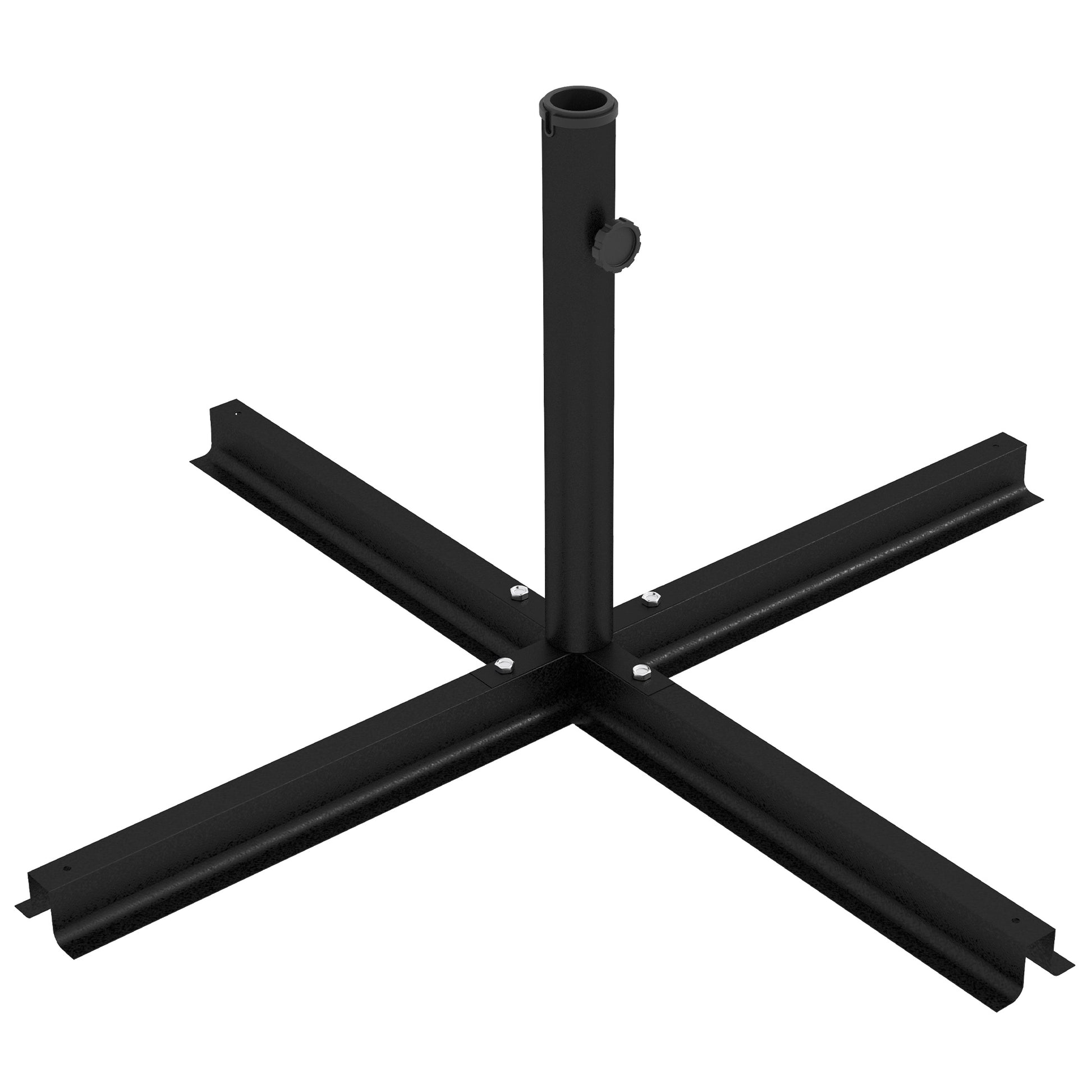 Outsunny Outdoor Universal Cross Brace Stand For Small Offset Umbrella Or Large Market Umbrella, Cross Umbrella Base For Patio Umbrella, Black Black Steel