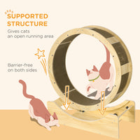 Pawhut Cat Wheel For Indoor Cats, 36" Cat Treadmill With Scratching Pads, Cat Exercise Running Wheel With Brake For Health And Fitness, Oak Oak Wood