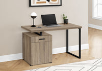 Computer Desk, Home Office, Laptop, Left, Right Set Up, Storage Drawers, 48"L, Work, Brown Laminate, Black Metal, Contemporary, Modern Taupe Particle Board