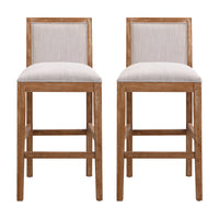 30.5 Inch Height Bar Stools Set Of 2, Rubber Wood Frame,Fabric Sponge Cushion And Upholstered Barstools, Retro Bar Chairs Suitable For Kitchen Island,Bedroom,Dining Room. Rubberwood Beige,Wood