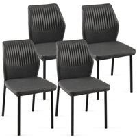 Dark Grey Pu Leather Dining Chairs Set Of 4 Faux Leather Dining Chairs Living Room Chair Modern Kitchen Armless Side Chair With Metal Legs Set Of 4 Metal Plaid Dark Gray Dining Room Powder Coated