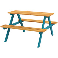 Outsunny Kids Picnic Table Set With Wooden Table, Outdoor Bench Set With Seating For 4 Kids Ages 3 8 Years Old For Patio Garden, Easy Installation, Outdoor Indoor Use, Natural Wood Natural Wood Wood