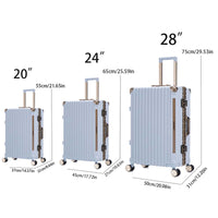 Luggage Sets Expandable Aluminum 20 24 28 Inch Three Model Set, Stylish Suitcase With Aluminum Frame Password Lock, Suitable For Travel Suitcases And Suitcases Antique Blue Contemporary Aluminum