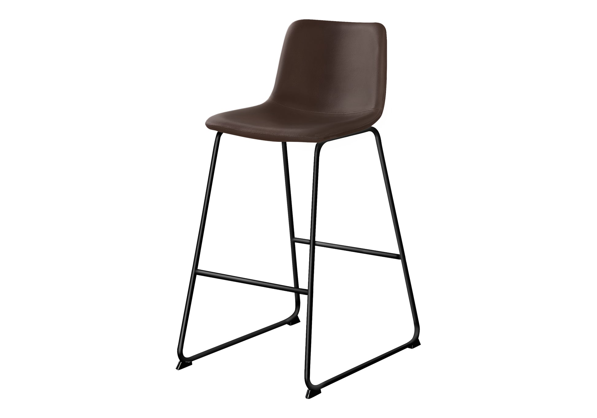 Office Chair, Bar Height, Standing, Computer Desk, Work, Brown Leather Look, Black Metal, Contemporary, Modern Brown Foam Polyurethane