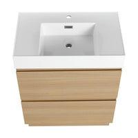 30" Bathroom Vanities With Single Sink Combo, Modern Undermount Bathroom Sink Cabinet With Double Drawer, Freestanding Bathroom Sink Cabinet,Engineering Wood,Oak Oak American Design Engineered Wood