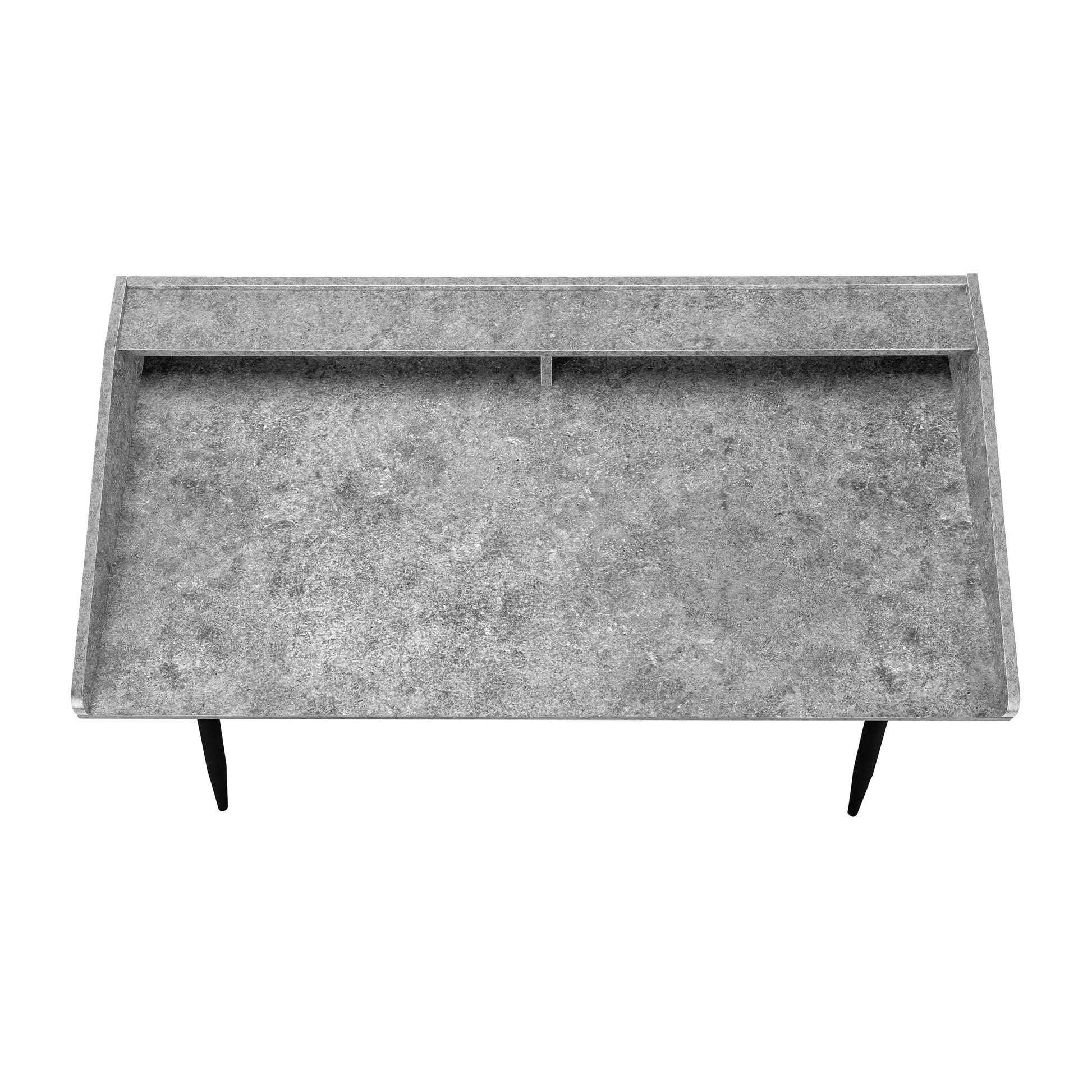 Computer Desk, Home Office, Laptop, Storage Shelves, 48"L, Work, Grey Stone Look Laminate, Black Metal, Contemporary, Modern Grey Particle Board