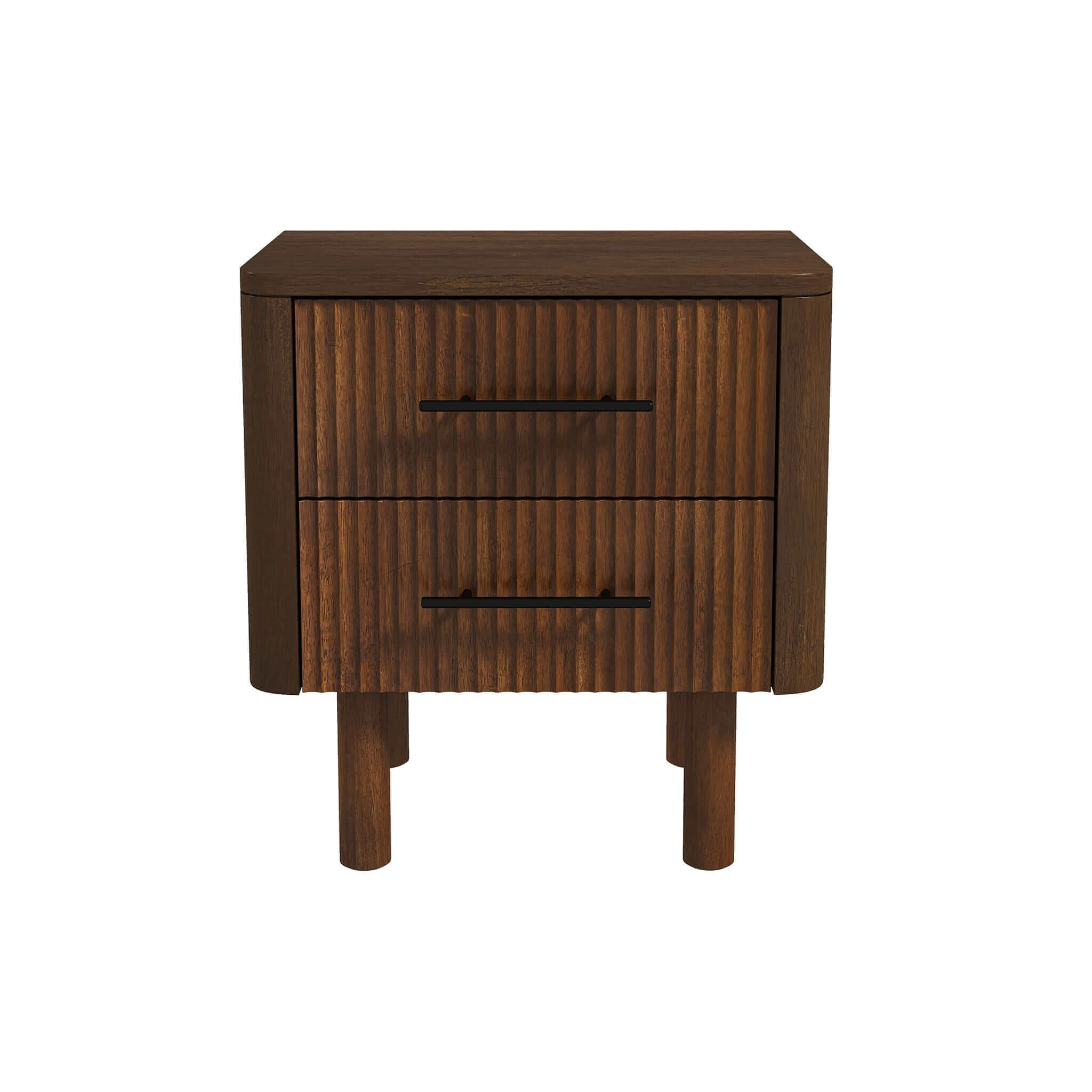 Logan Mid Century Modern Walnut Nightstand Bed Side Tables With 2 Drawers Brown,Wood Brown 2 Drawers Mid Century Modern Solid Wood Walnut Solid Wood