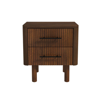 Logan Mid Century Modern Walnut Nightstand Bed Side Tables With 2 Drawers Brown,Wood Brown 2 Drawers Mid Century Modern Solid Wood Walnut Solid Wood